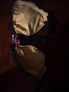 Women’s Pink Black Purple and Yellow Braided Bikini